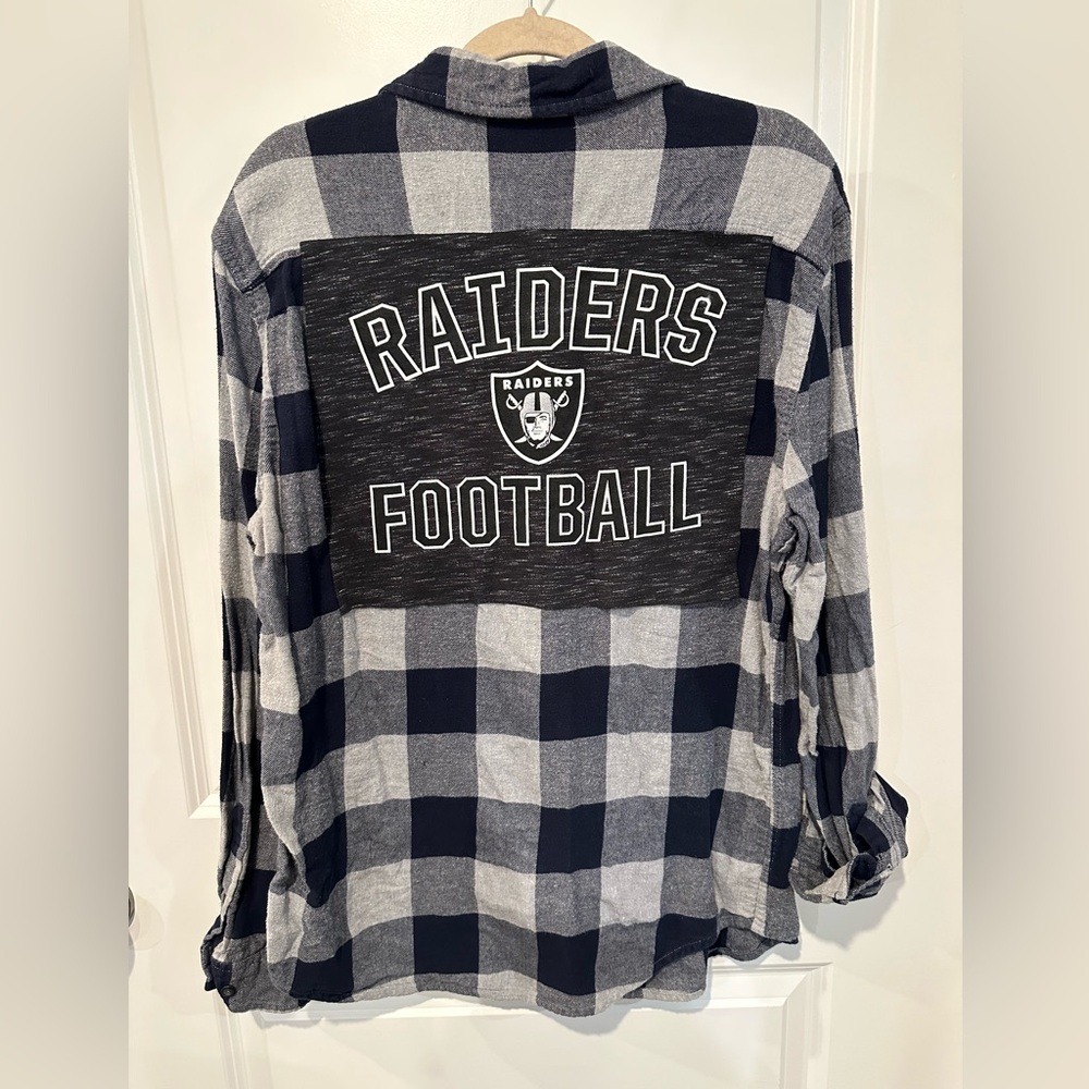LAS VEGAS RAIDERS NFL Upcycled flannel shirt M or pick size